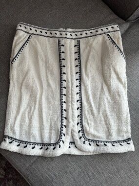 dolan White Mini Skirt with Black Embroidered Trim